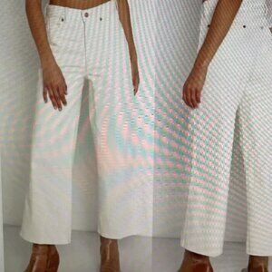 WRANGLER Jeans Women 32 Worldwide 661 Wide Leg Ivory Denim Cotton Hemp High Rise